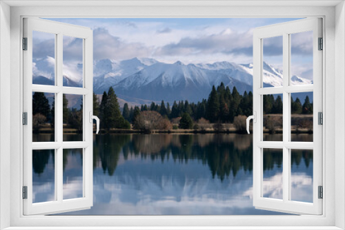 Fototapeta Naklejka Na Ścianę Okno 3D - New Zealand Twizel landscape in the winter with lake and mountains