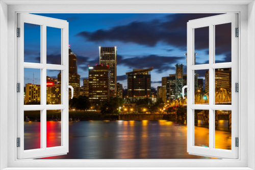 Fototapeta Naklejka Na Ścianę Okno 3D - Nighttime Portland Skyline