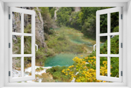 Fototapeta Naklejka Na Ścianę Okno 3D - landscape waterfalls cascades in the Plitvice Lakes National Park (Nacionalni park Plitvička jezera) in the state of Gospić in Croatia