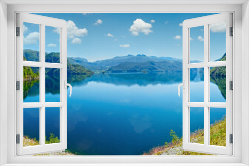 Fototapeta Naklejka Na Ścianę Okno 3D - Summer mountain lake Suldalsvatn (or Suldalsvatnet) landscape (Suldal, Norway)