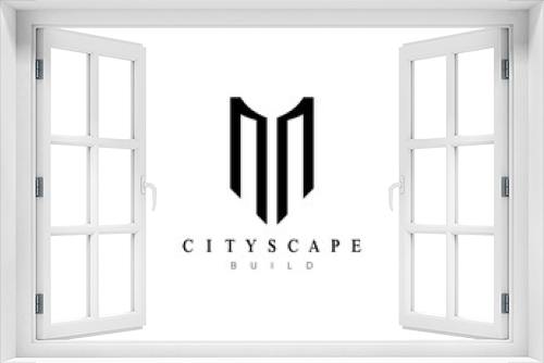 Fototapeta Naklejka Na Ścianę Okno 3D - Architecture, cityscape, residential building, real estate, construction, skyscraper logo design template.