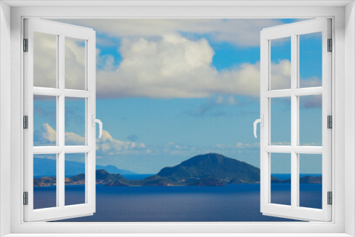 Fototapeta Naklejka Na Ścianę Okno 3D - Panoramic View to the Guadeloupe Island under the Blue Clouds, Caribbean islands