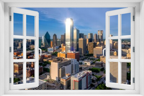 Fototapeta Naklejka Na Ścianę Okno 3D - Dallas Splendor: Aerial 4K Image of Beautiful Blue Skyline and Buildings in Dallas  Texas
