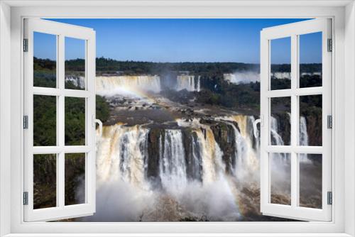 Fototapeta Naklejka Na Ścianę Okno 3D - Iguazu Waterfalls, one of the new seven natural wonders of the world in all its beauty viewed from the Brazilian side - traveling South America 