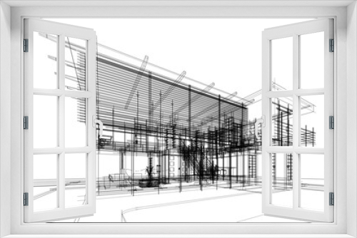 Fototapeta Naklejka Na Ścianę Okno 3D - Modern house architectural drawing