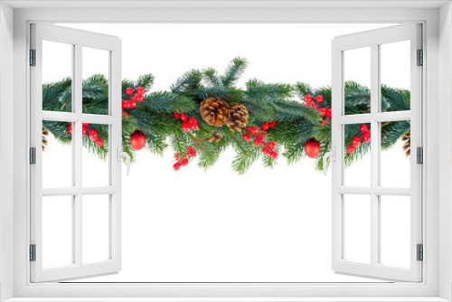 Fototapeta Naklejka Na Ścianę Okno 3D - Christmas garland on white