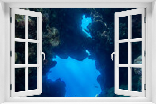 Fototapeta Naklejka Na Ścianę Okno 3D - Exit from a cave in a coral reef of the Red Sea