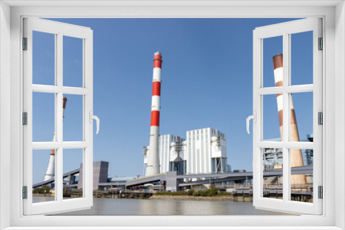 Fototapeta Naklejka Na Ścianę Okno 3D - coal-fired power plant on a river