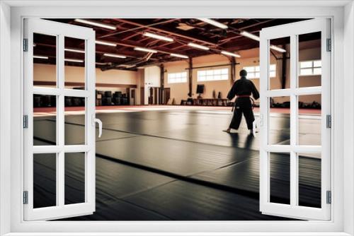 Image of sporty modern stylish gym for boxing indoors.