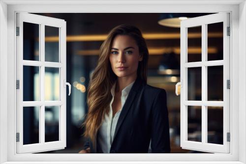 Young business woman standing at her office