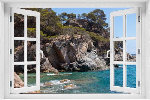 Fototapeta Naklejka Na Ścianę Okno 3D - Lush Green and Rocky Coastline of Costa Brava, Spain