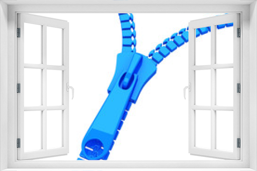 Fototapeta Naklejka Na Ścianę Okno 3D - Blue open zipper, 3d
