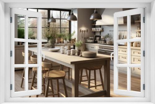 Lovely Nordic-style Kitchen. Natural wood, large windows