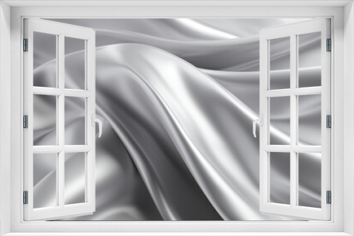 Elegance abstract soft focus wave glossy silver fabric use for background