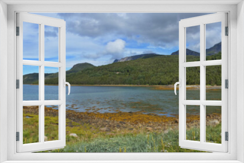 Fototapeta Naklejka Na Ścianę Okno 3D - Panoramic view of the coast at Nordkil in Nordland county, Norway, Europe
