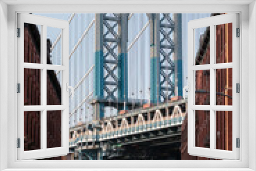 Fototapeta Naklejka Na Ścianę Okno 3D - DUMBO -- Manhattan Bridge as seen from Washington Street, Brooklyn, New York City, USA