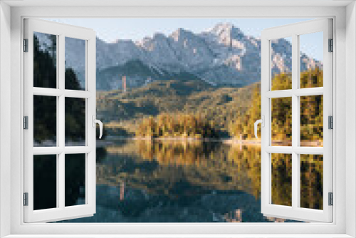 Fototapeta Naklejka Na Ścianę Okno 3D - Morning photo of Eibsee Mountain Lake, Garmisch Partenkirchen, Bavaria, Germany