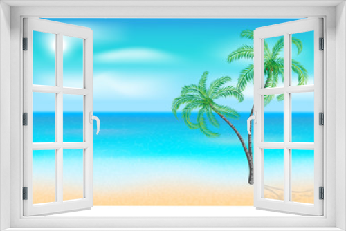 Fototapeta Naklejka Na Ścianę Okno 3D - Two palms on the beach