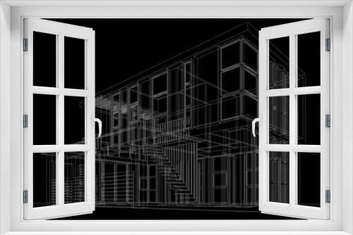 Fototapeta Naklejka Na Ścianę Okno 3D - Architectural drawing of a house 3d illustration