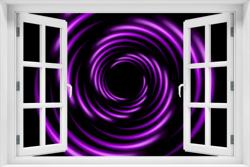 Fototapeta Naklejka Na Ścianę Okno 3D - Abstract Bright Neon Loop with Transparency. Glowing spiral cover. Black elegant. Fire light circles trails of sparkling glitter.