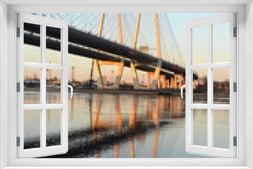 Fototapeta Naklejka Na Ścianę Okno 3D - Cable-Stayed Bridge in St.Petersburg