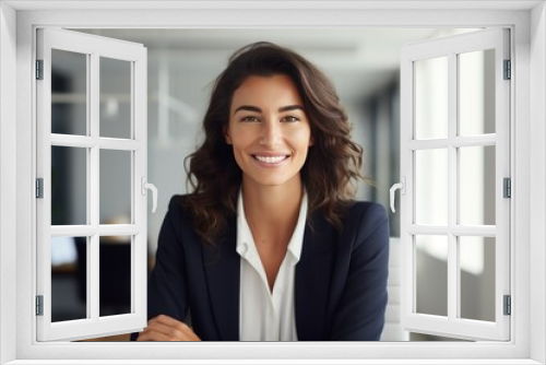 Happy mid aged business woman manager at office. Corporate leader, bank or insurance agent, lawyer, accountant, successful woman, leader manager looking at camera.