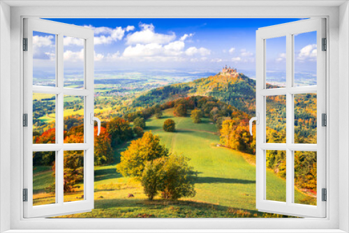 Fototapeta Naklejka Na Ścianę Okno 3D - Burg Hohenzollern - Autumn landscape in the Swabian Alps, Germany