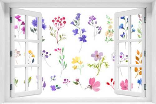 Fototapeta Naklejka Na Ścianę Okno 3D - Watercolor floral set. Hand drwing illustration isolated on white background. Vector EPS.