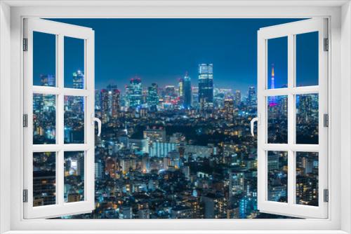 Fototapeta Naklejka Na Ścianę Okno 3D - 恵比寿の高層ビルから見た東京の夜景