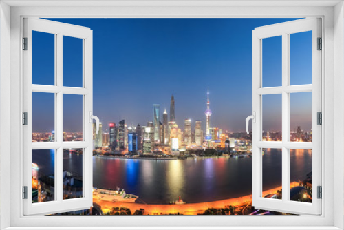 Fototapeta Naklejka Na Ścianę Okno 3D - shanghai night view panoramic