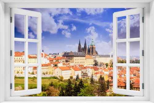 Fototapeta Naklejka Na Ścianę Okno 3D - Spring Prague Castle Photo - The Cathedral of St Vitus