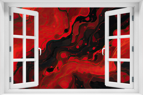 Dynamic marbled oil and acrylic abstract art. red and black blend fluidly, forming a captivating, marbled paper texture. Ideal for wallpapers, banners, and illustrations.