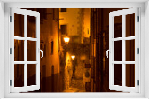 Fototapeta Naklejka Na Ścianę Okno 3D - Calle de Cuenca por la noche