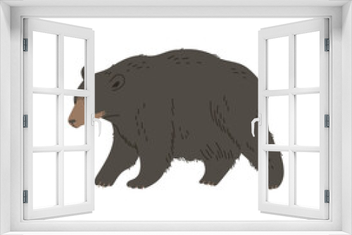 Fototapeta Naklejka Na Ścianę Okno 3D - Grizzly bear walking, flat vector illustration isolated on white background.