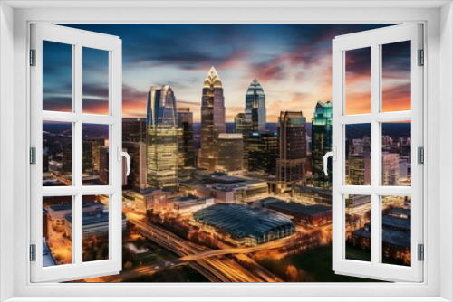 Aerial view of Charlotte, USA skyline. Generative AI