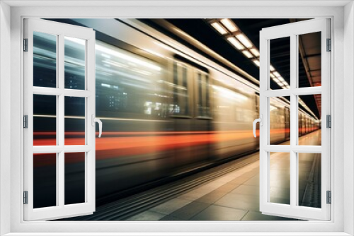 Blurred motion of Yurikamome line in Tokyo tunnel. Generative AI