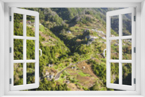 Fototapeta Naklejka Na Ścianę Okno 3D - Madeira inside - amazing view on mountains, houses and sunrise