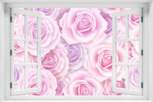 Fototapeta Naklejka Na Ścianę Okno 3D - Seamless pattern with roses. Vector illustration