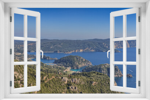 Fototapeta Naklejka Na Ścianę Okno 3D - Panoramic Coastline View from Angelokastro, Corfu