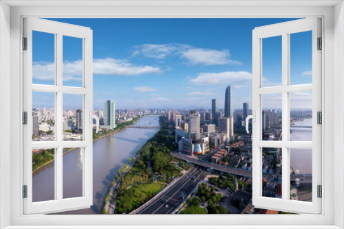 Fototapeta Naklejka Na Ścianę Okno 3D - Aerial photography of modern urban architectural landscape of Ningbo, China
