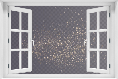 Fototapeta Naklejka Na Ścianę Okno 3D - Christmas background. Powder dust light PNG. Magic shining gold dust. Fine, shiny dust bokeh particles fall off slightly. Fantastic shimmer effect. Vector illustrator.	
