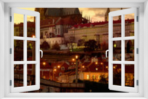 Fototapeta Naklejka Na Ścianę Okno 3D - landscape with Vltava river and St. Vitus Cathedral