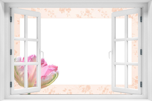 Fototapeta Naklejka Na Ścianę Okno 3D - Nostalgie-Rahmen mit Flamingo-Tulpe