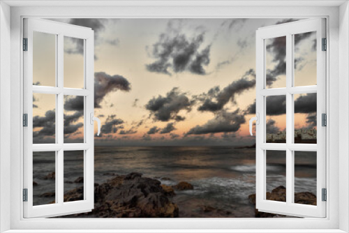 Fototapeta Naklejka Na Ścianę Okno 3D - Seascape at sunset with clouds