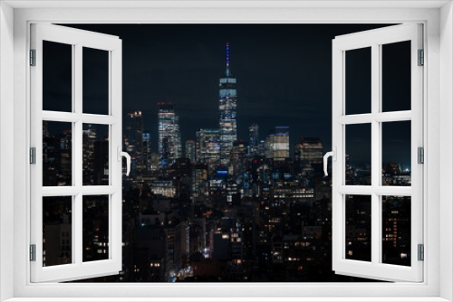 Fototapeta Naklejka Na Ścianę Okno 3D - Manhattan Skyline by night