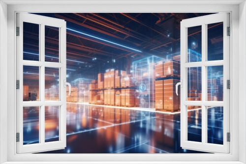 Futuristic Augmented Reality Warehouse - Transforming Smart Logistics, E-commerce, and Delivery in Modern Industry, Drawing Parallels to Life's Obstacles, Solutions.
