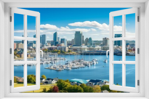 Panoramic view of downtown Halifax, Canada, with modern buildings located at waterfront in September 2022. Generative AI