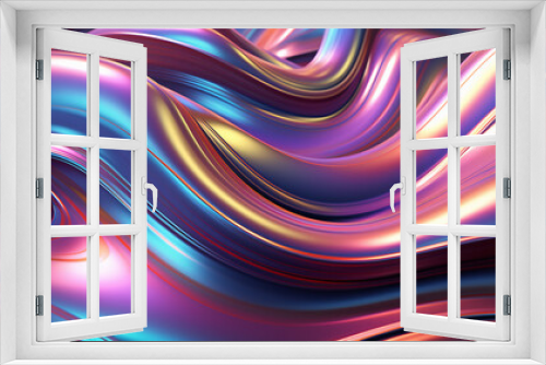 3D illustration of holographic surface. Iridescent abstract background.