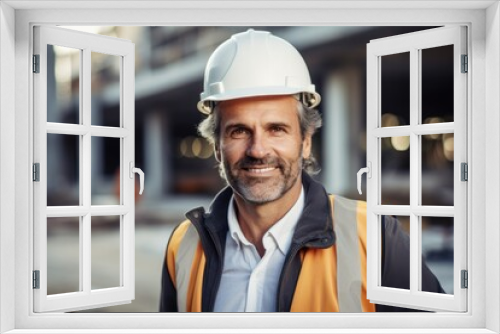 Smiling portrait of a happy male turkish developer or architect working on a construction site