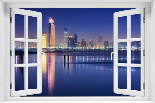 Fototapeta Naklejka Na Ścianę Okno 3D - Panorama of Abu Dhabi at night, capital of United Arab Emirates